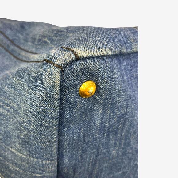 Prada Canapa Denim Logo Tote Bag Blue XL Large Top Handle Milano Italy - Picture 15 of 16